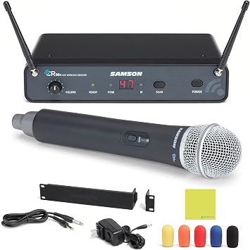 Samson Technologies Concert 88x Handheld Wireless System with Q7 Microphone D Band, Black Bundle with 5 Windscreens and Instrument Polishing Cloth