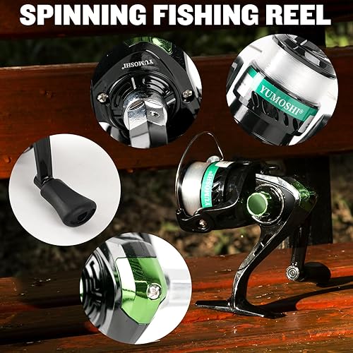 Miniatura 4 de Combo de caña de pescar familiar, 2 piezas portátil para padres e hijos, kit de pesca de viaje de 6.89 pies y 4.92 pies, carrete de pesca