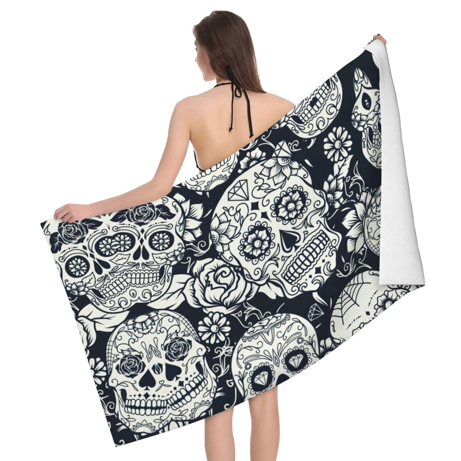 Serviette microfibre tête de mort florale pour éviter l'humidité