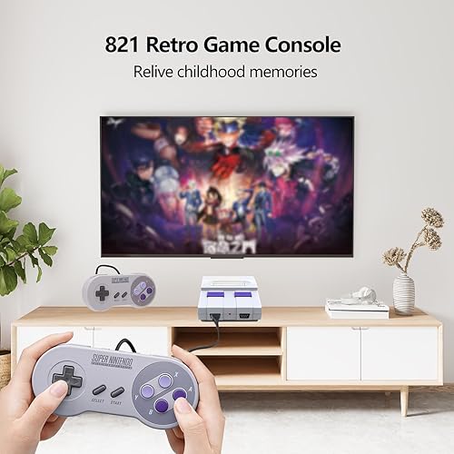 Miniatura 5 de Mini consola de juegos retro clásica, 2 controladores HDMI HD salida infantil juego clásico integrado 821 juegos, salida Plug and Play Retro Mini