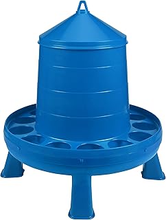Poultry Feeder with Legs (Blue) - Durable Feeding Container with Carrying Handle for Chickens & Birds (26 Lb) (Item No. DT9877)