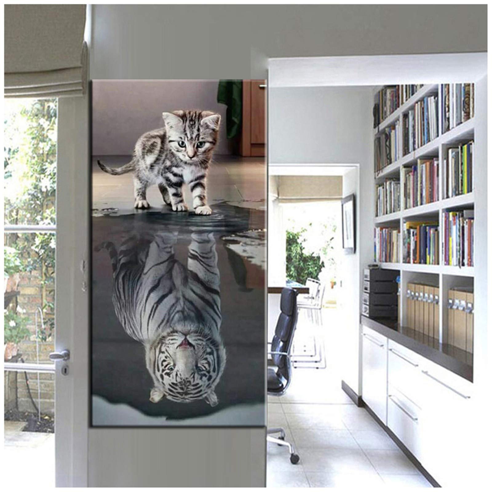 Diamond Painting chat et tigre grand format 70x200cm broderie diamant strass carrés décor mural
