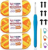 Vista 61 de Hilo de Ganchillo para Principiantes Verde Manzana Hilo de Algodón para Tejer y Tejido - Kit de Ganchillo para Principiantes - 3 * 50g