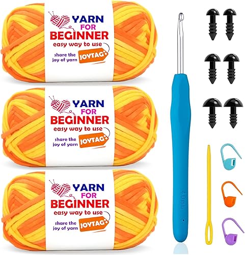 Miniatura 62 de Hilo para Crochet y Tejido, Hilo de Punto de Algodón para Crochet y Tejido para Principiantes con Puntadas Fáciles de Ver, Mezcla de Algodón-Nylon