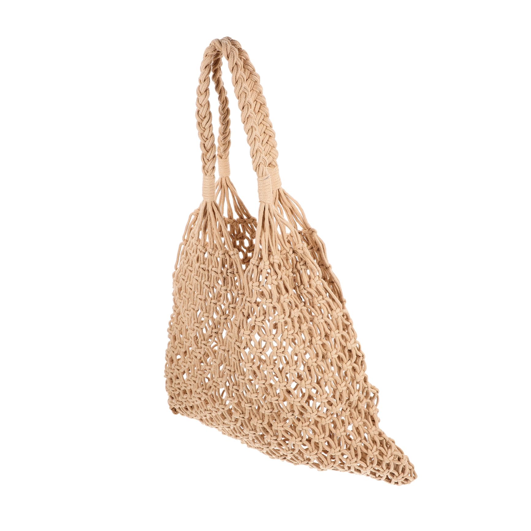 LALAFINA Borsa a Tracolla in Cotone Intrecciato a Rete, Leggera e Riutilizzabile per Spiaggia e Picnic