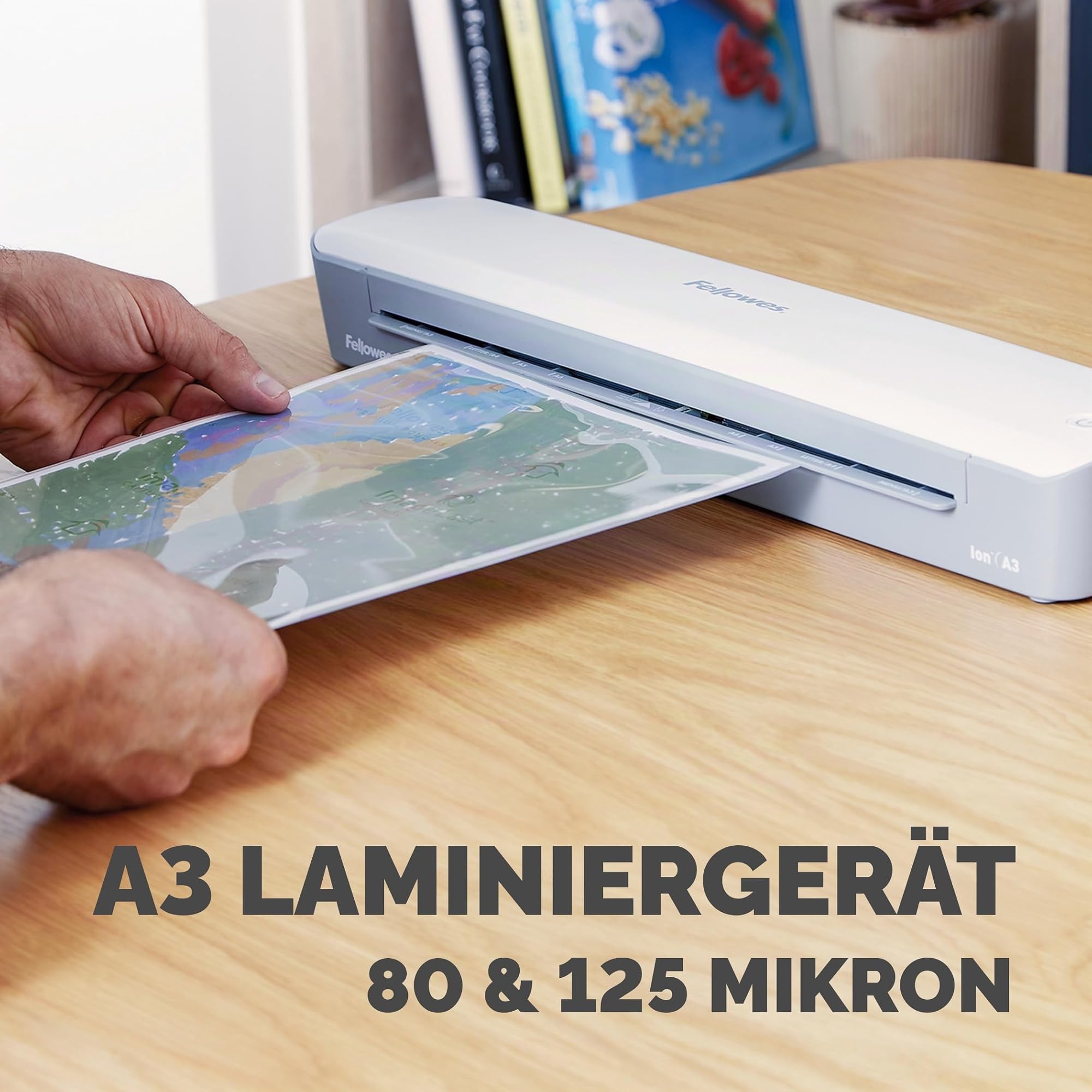 Fellowes Laminiergerät Ion A3 für Büro, Home Office - Heißlaminierfolien bis 125 Mikron Stärke - inkl. 10 Laminierfolien A4