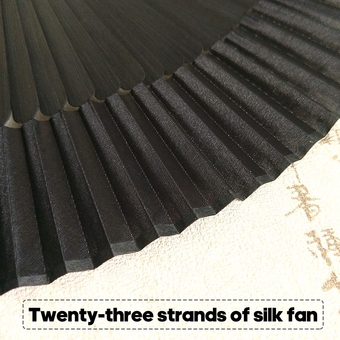 2 Ventagli Pieghevoli In Raso E Bambù - Stile Cinese Per Matrimoni E Decorazioni | Portatili - Foto 3