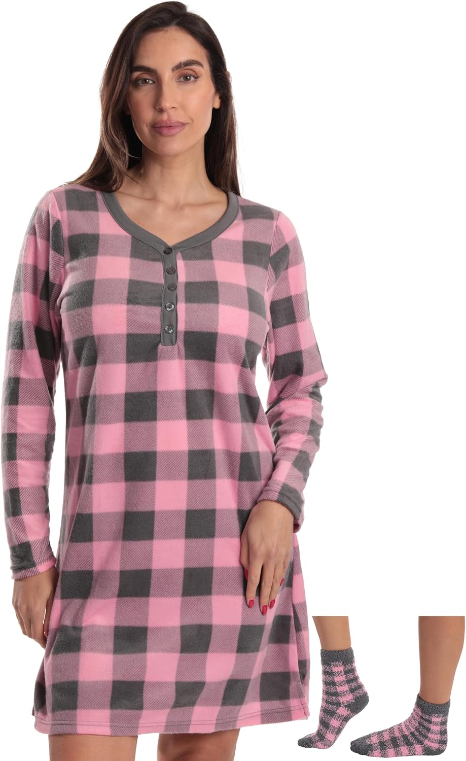 Just Love Women’s Ultra-Soft Sleep Shirt Nightgown with Matching Fuzzy Socks