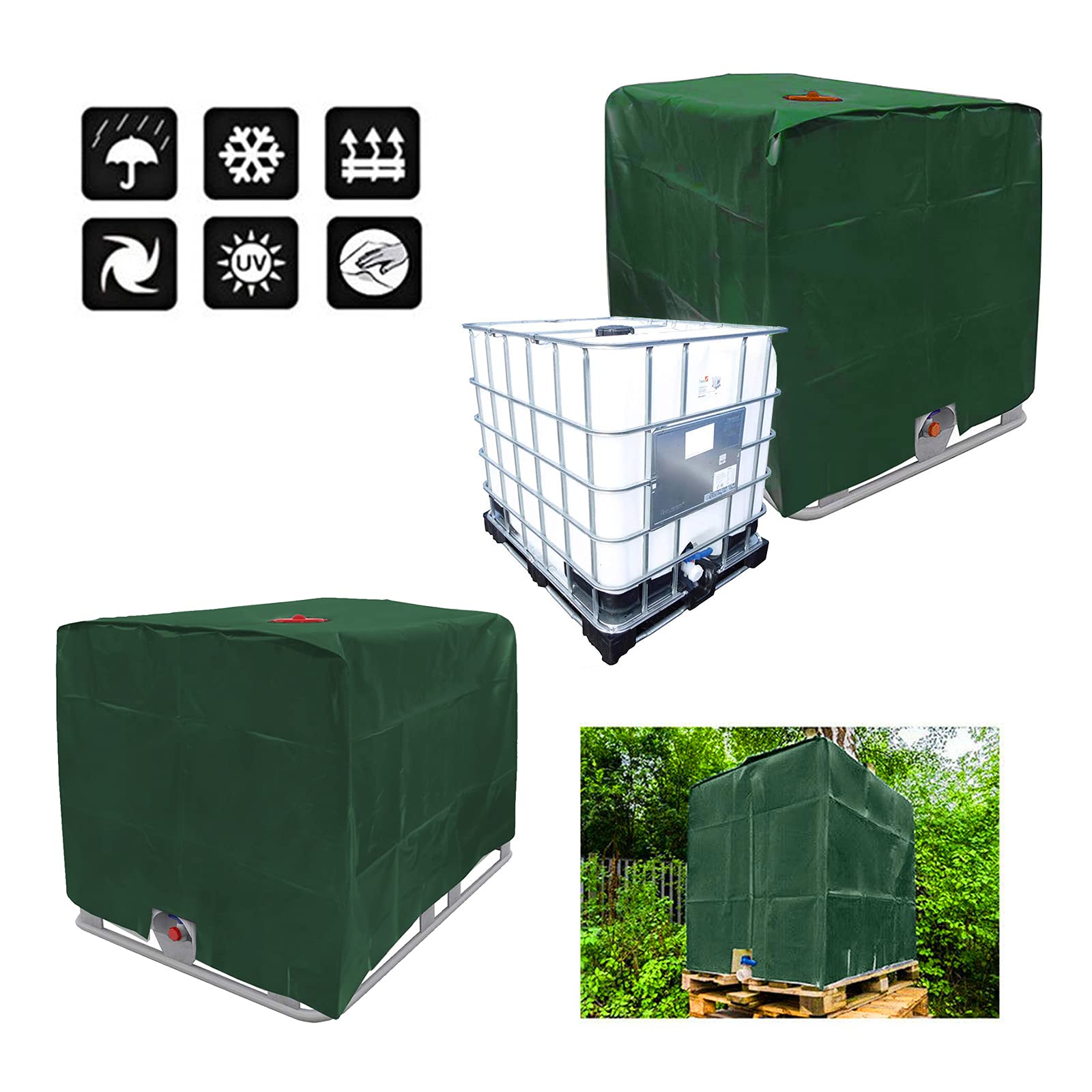 IBC Wasserdichte Abdeckung 600L IBC Tank Abdeckung,Abdeckplane für Wassertank,Wasserdichter Staubdichter Anti-UV- Schutzhülle, Zuhause IBC Tank Zubehör,für IBC-Tank Behälter Regenwassertank