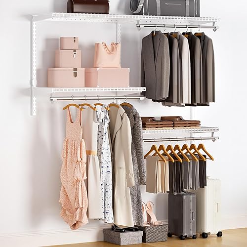 Miniatura 2 de Sistema organizador de armario de alambre, montado en la pared, 4.4 pies. Kit de armario personalizado para dormitorios, estantes de almacenamiento