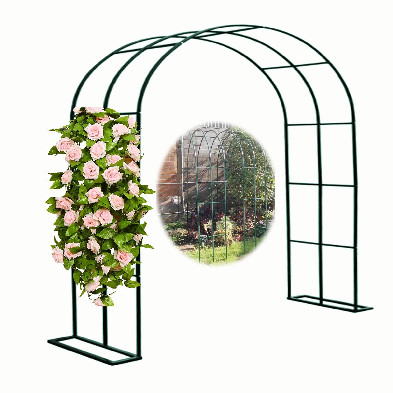 Metalowy łuk ogrodowy, 19 mm, elegancka pergola, łuk weselny, dostępny w szerokościach 80-350 cm, idealny do róż, winorośli i roślin pnących.