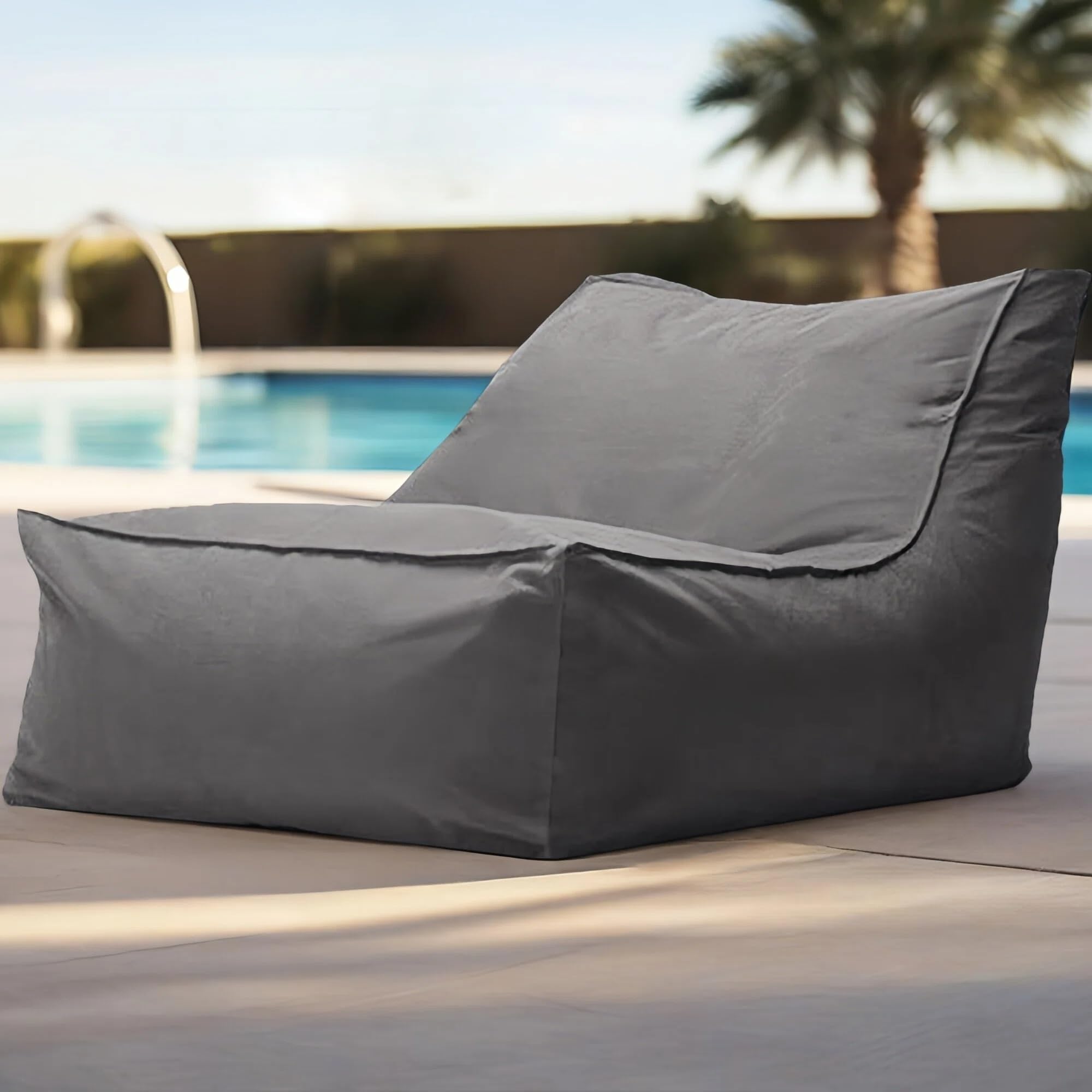 SXBCyan Housse de Pouf Chaises (sans Remplissage) Imperméable Pouf Exterieur pour Adultes Oxford Chaise Longue de Plage Jardin Plage Camp Pouf Canapé Lit Puff Salon (Dark Gray)