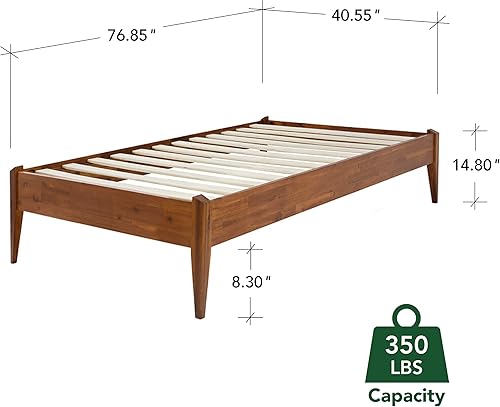 Miniatura 58 de Bme Dinkee - Base de cama de tamaño matrimonial sin cabecera, 15 pulgadas, minimalista y moderna, madera de acacia, 12 listones de madera para