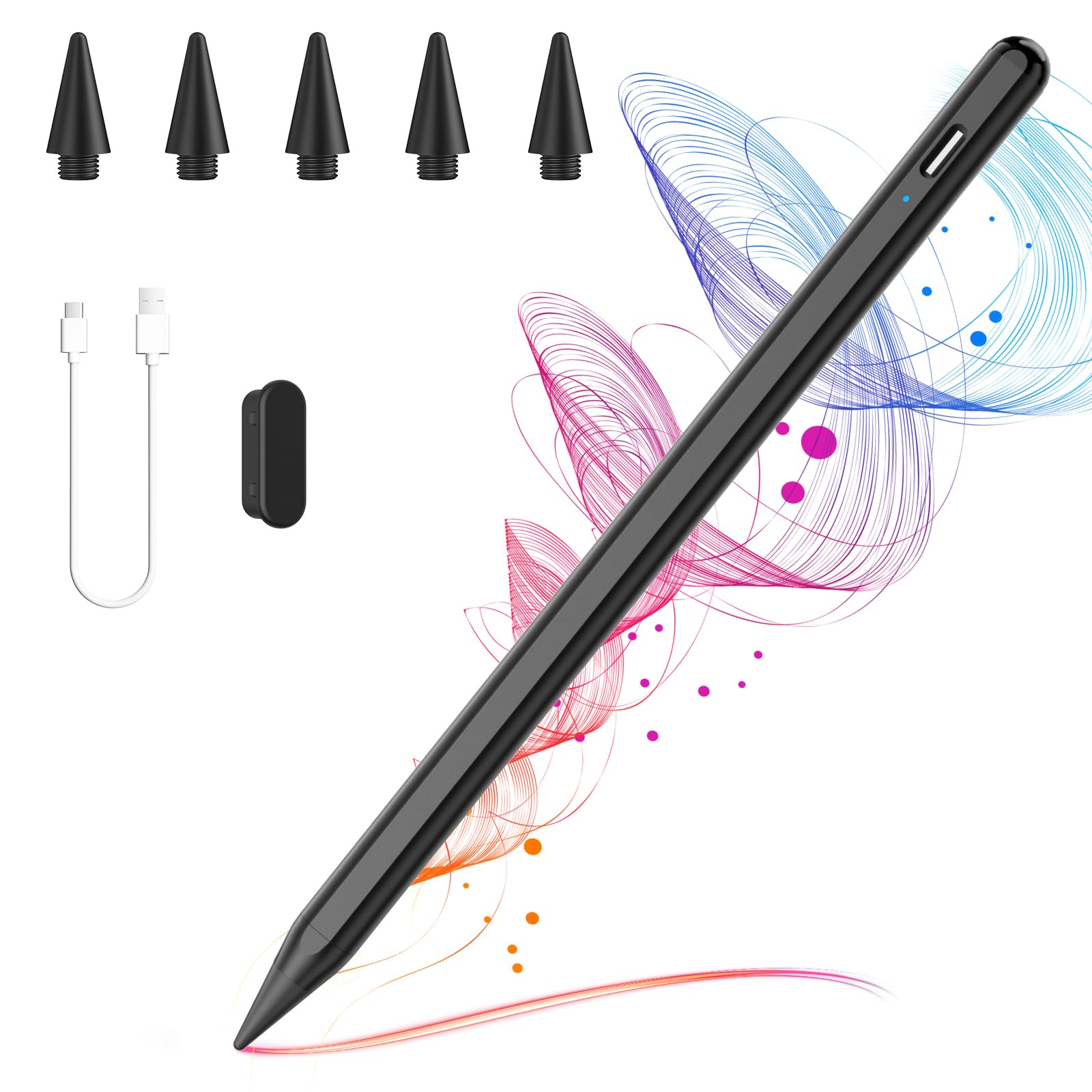 CC Store Penna per Apple iPad(2018-2025), Stylus Pen Ricarica Rapida & Sensibile all'Inclinazione & Rifiuto del Palmo, Compatibile iPad A16 11/10/9/8/7/6, Air M3/M2/5/4/3, Mini 7/6/5, Pro 12.9/11/13