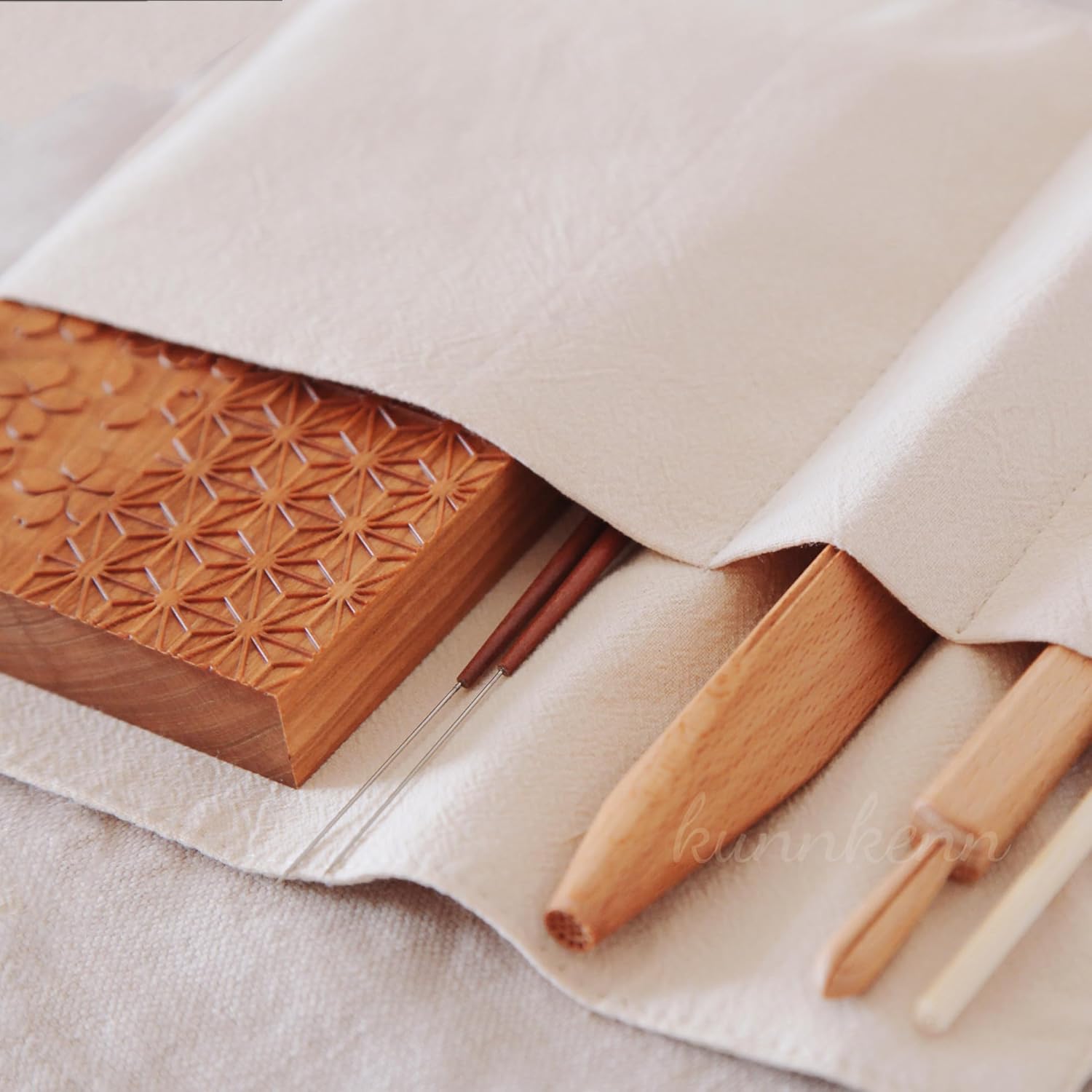 和菓子道具 ねりきり型夏 4種類の木彫 さくら アジサイ 楓 雪華紋 上