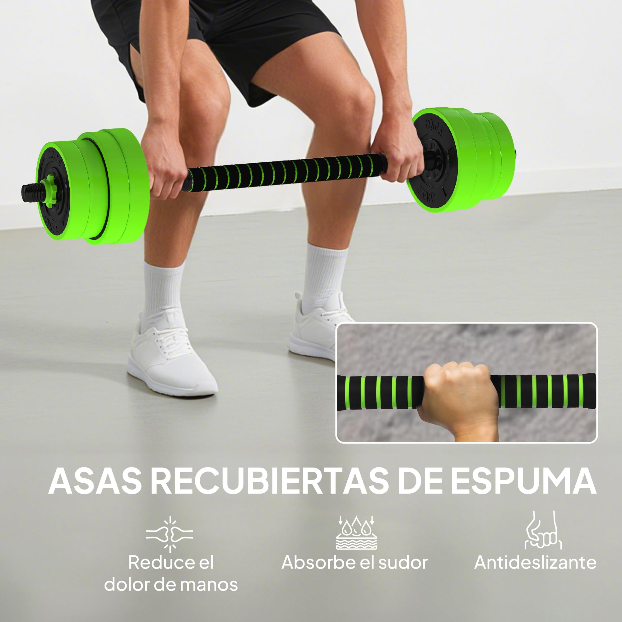 SPORTNOW Juego de Mancuernas Ajustables 4 en 1 20kg a 30kg, Juego de Pesas como Kettlebell, Barra, Mancuernas o Soporte para Flexiones, Equipo de Fitness para Hombres y Mujeres, Casa Gimnasio
