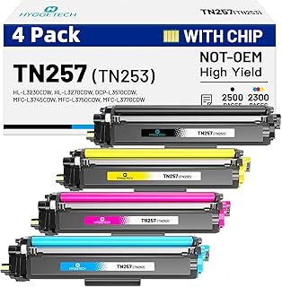 TN253 TN257 Toner Cartridges with Chip Compatible with Brother TN253 TN257 TN-253 TN-257 Toner Cartridge Work with Brother...