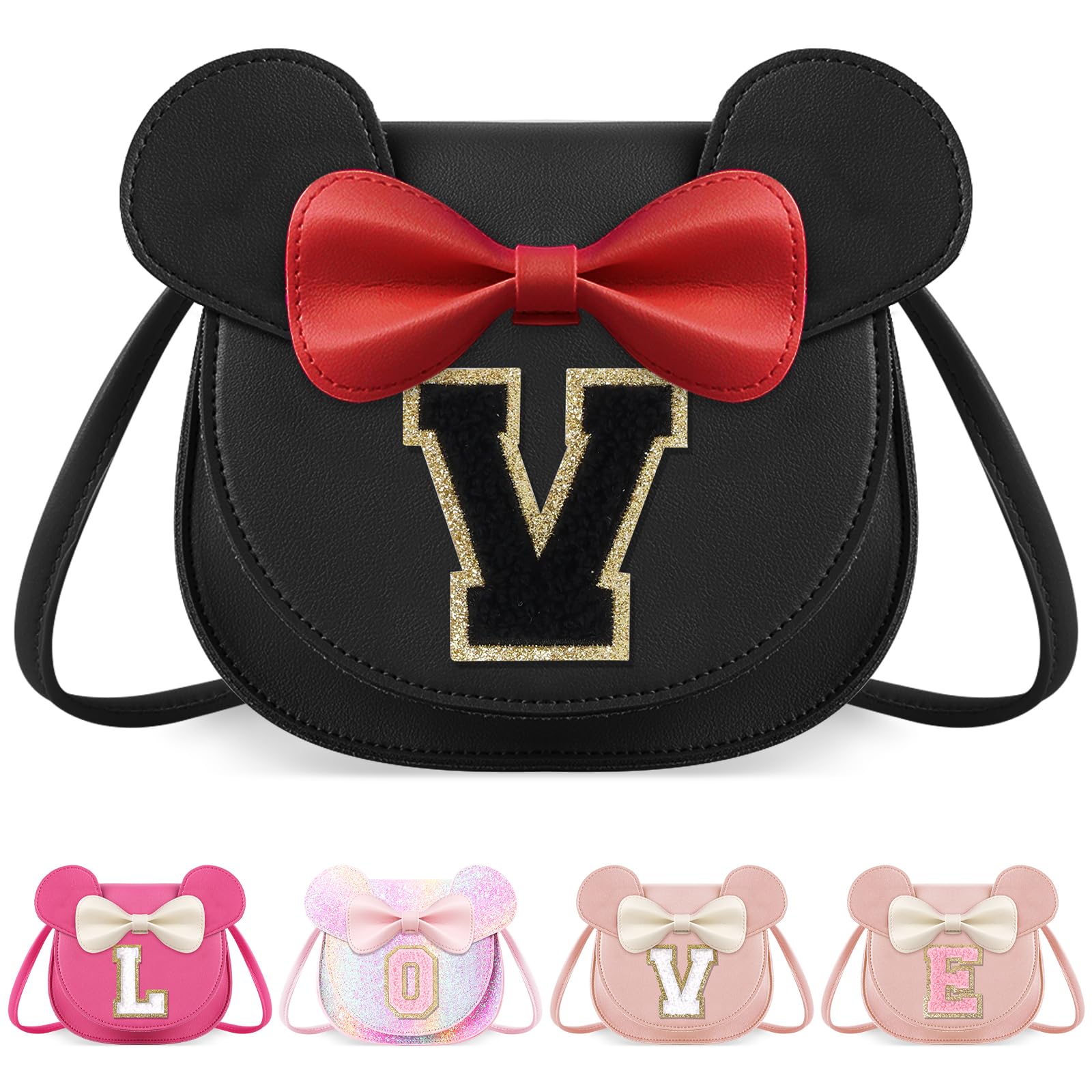 Little Girl Toddler Purse - Cute Mouse Ear Bow Crossbody Bag for 2-8 Year Olds - Birthday Gift