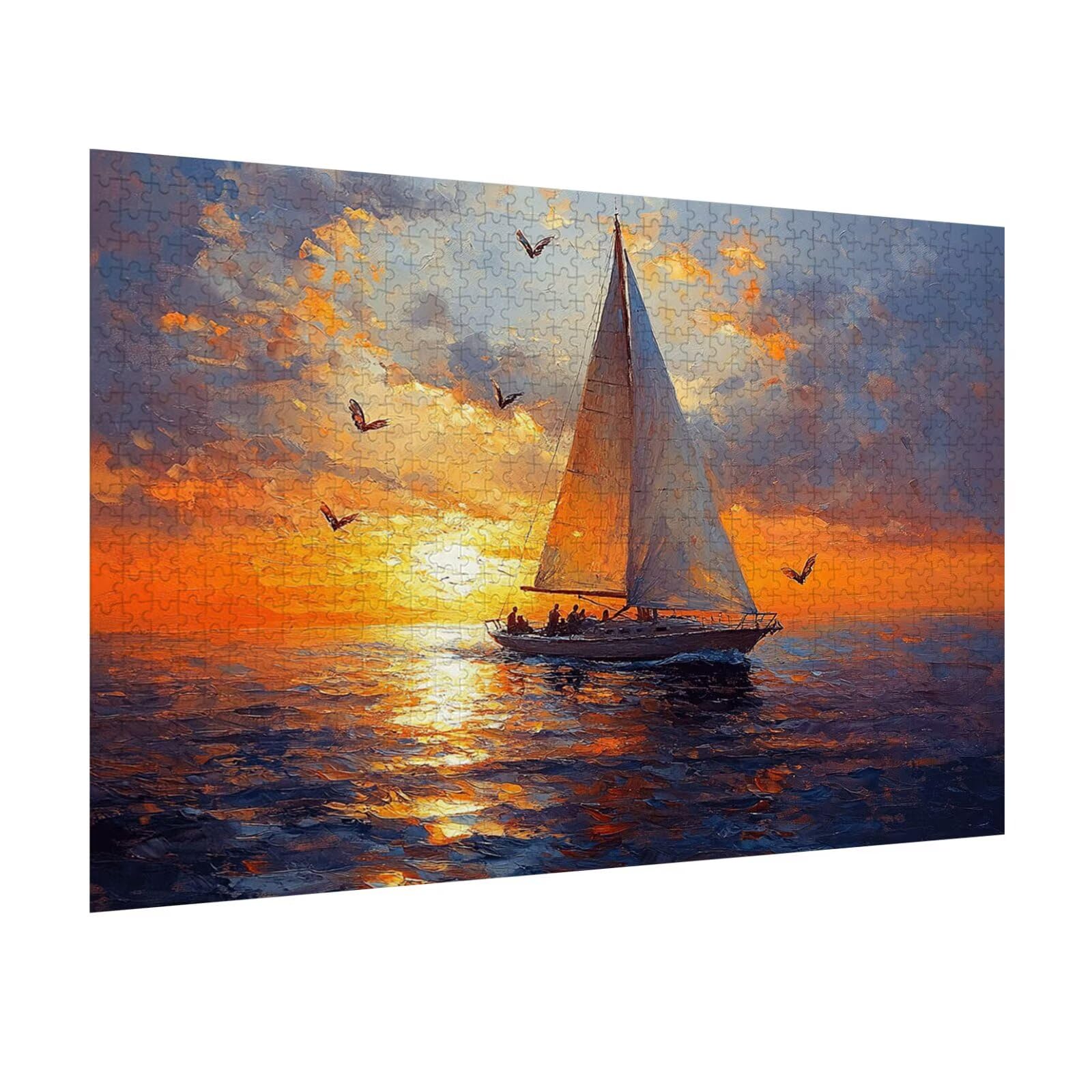 Puzzle 1500 Teile für Erwachsene, 3D Puzzle Segelboot Holzpuzzles, n-169 | Puzzlematte Sonnenuntergang, Heimunterhaltung Entspannung Meditationspuzzle, Impossible Klassische Jigsaw Puzzles, Home Decor