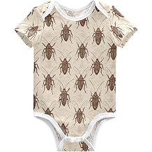 Plaaee Baby Unisex Cotton Bodysuits Cockroach Beige Short Sleeve Romper Jumpsuit Outfit 0-24Month