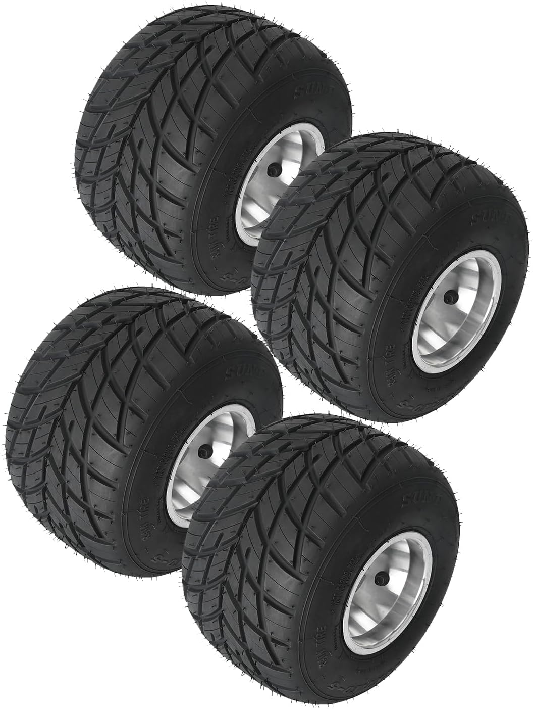 11x7.10-5 11x7.10x5 Tubeless Rain Tires, Rear Go Kart Tire 5'' Race 4 PR, Rubber Duty Wheel Tire 3 Stud for Drift Trike Go-Kart Four-Wheelers Quad, Pair of 4