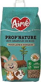 Aimé - Litière PROP'Nature 10L pour Petits Animaux - Granulés de Bois Super Absorbants - pour Lapin, Cochon d'Inde, Hamster, Souris, Cobaye - Jusqu'à 6 Semaines d'Utilisation