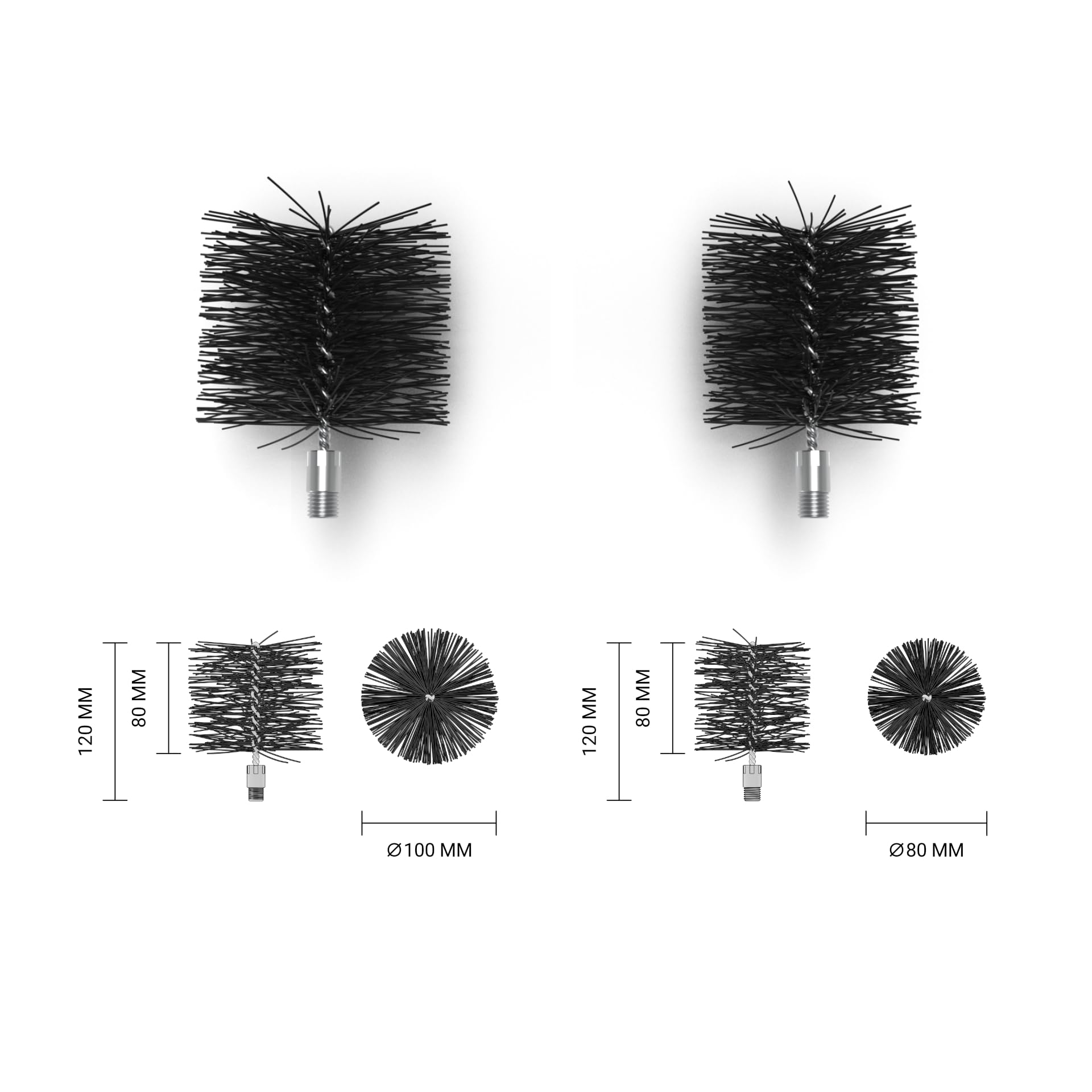 HANSA Kit di pulizia per stufa a pellet e camino, prolunga 3 metri, 2 spazzole in nylon, spazzola multiuso e manico