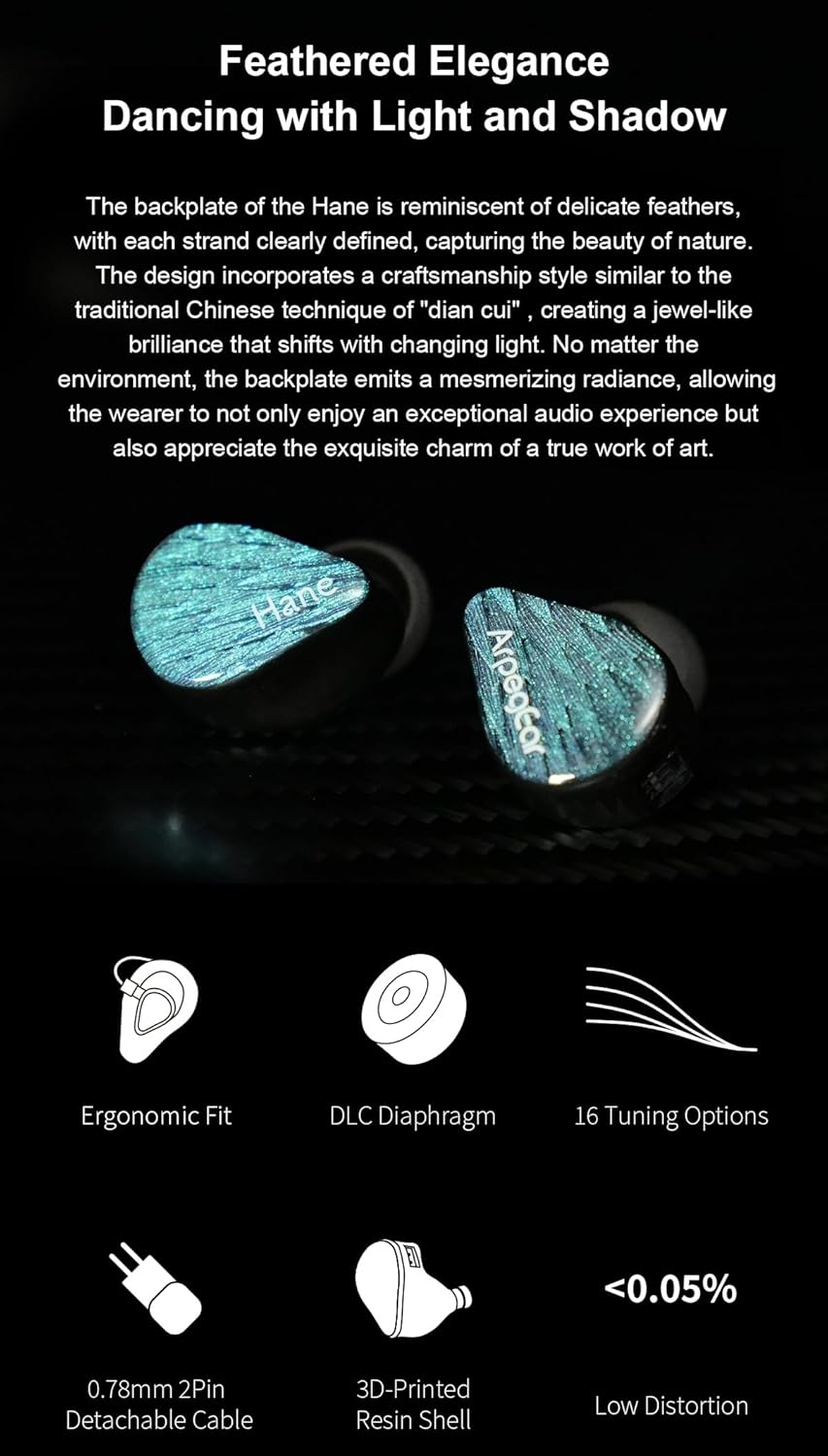 KGUSS Topping Arpegear Hane in-Ear Monitor 10mm DLC Dynamic Driver IEM Earphones with 4 Position Dip Switch and 0.78 2Pin Detachable Cable