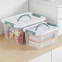 Vista 7 de Paquete de 2 cajas de almacenamiento de plástico con tapa con asa, contenedor organizador con tapa y hebillas de cierre