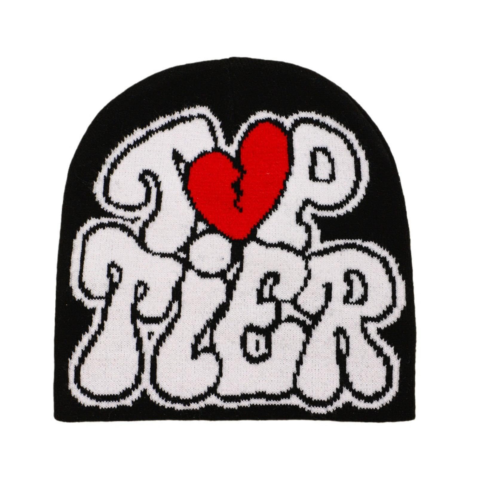 FantasyGears Womens Y2k Beanie Hat Gothic Letter Knitted Hat Winter Skull Cap Goth Accessories Slouchy Beanie for Men