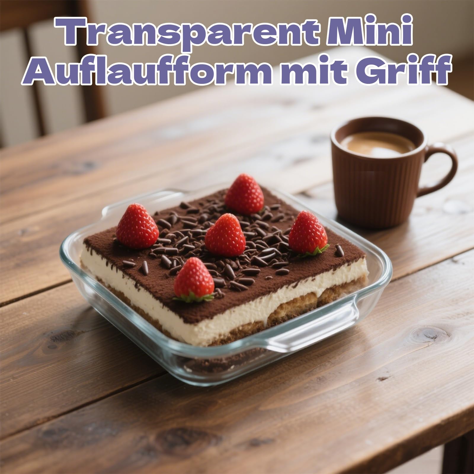 Lot de 4 mini plats à gratin en verre transparent avec poignée 0,5 l - Petit moule à cake en verre empilable - Moules carrés empilables pour four, micro-ondes, lasagnes, tiramisu
