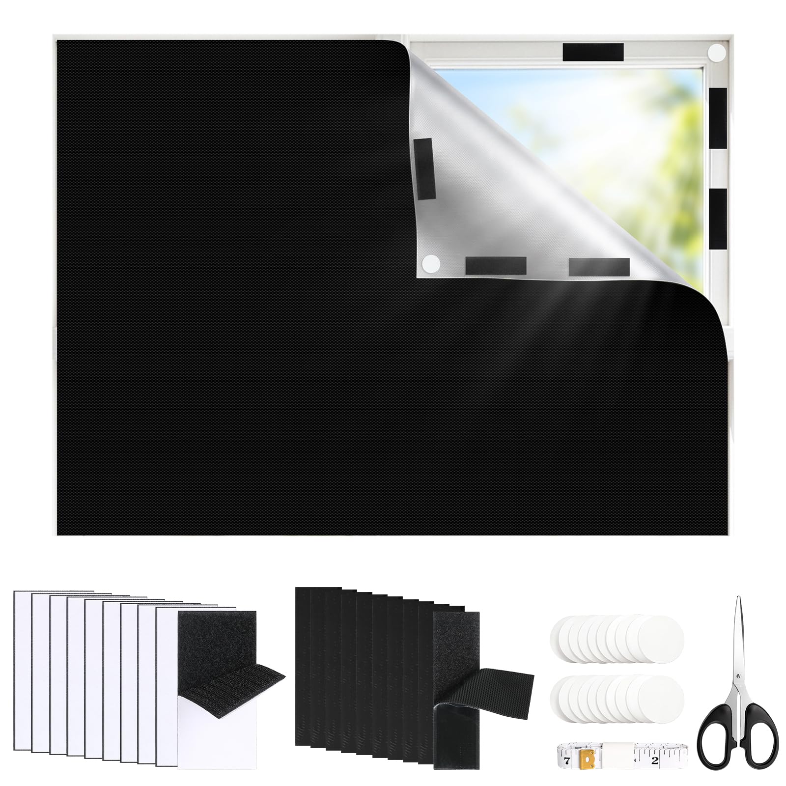 Annickee Blackout Blinds Stick On 200x148cm, 420D Oxford Black Out Blinds