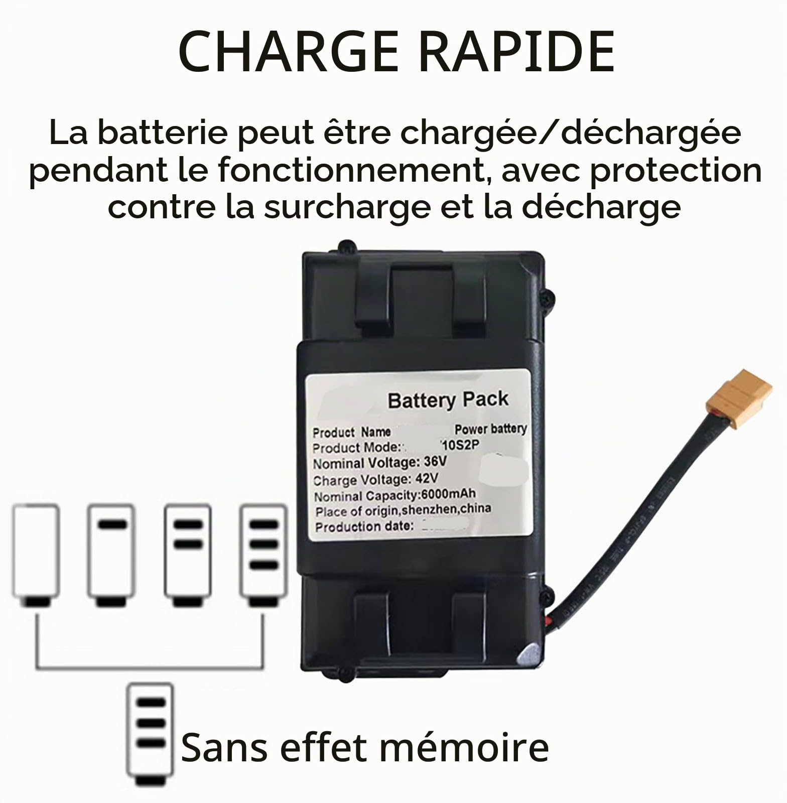 Batterie Hoverboard 36V 2.4Ah Batterie De Remplacement 36V2400mah pour Scooters Électriques/Balançoires Électriques