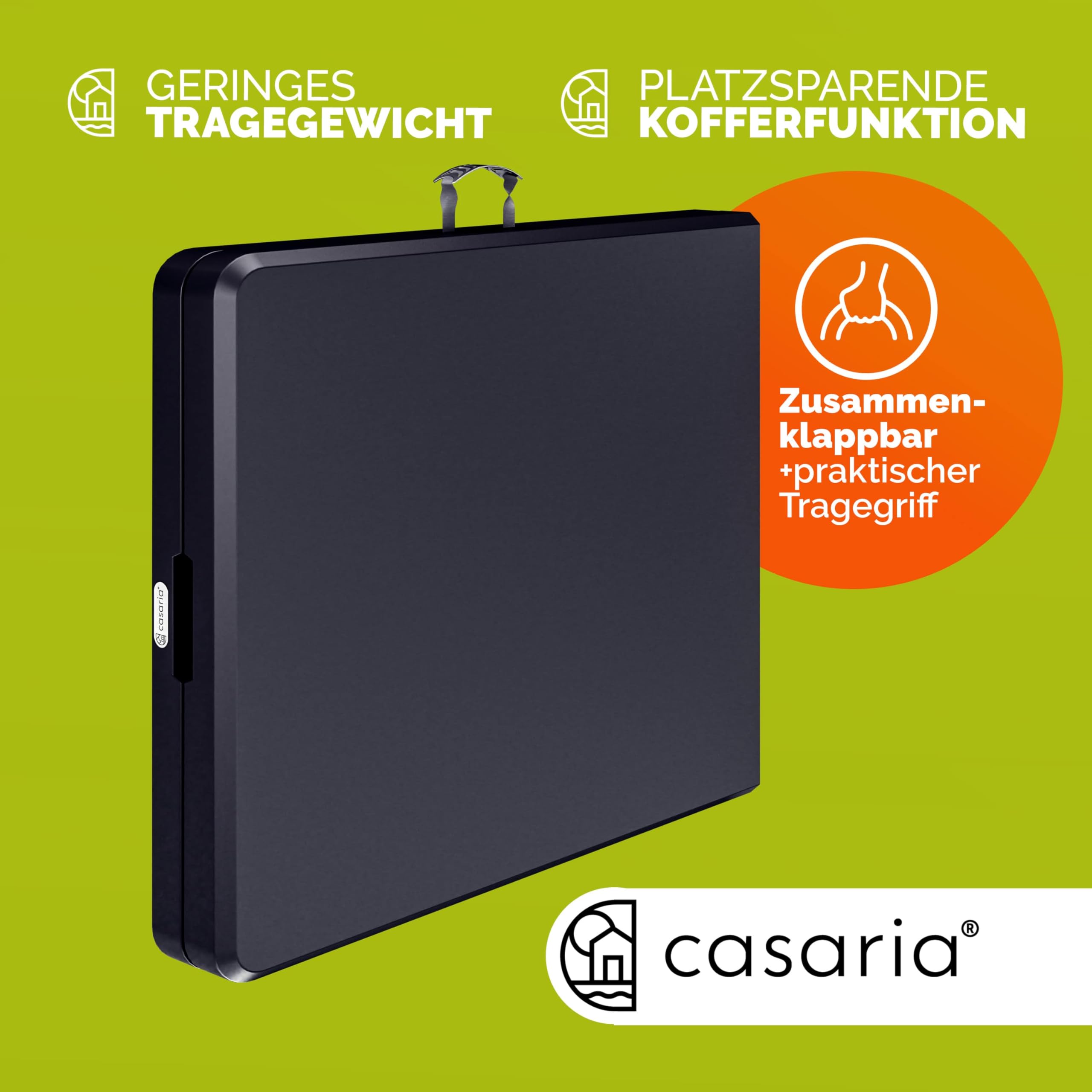 Casaria® Gartentisch 183x76cm Klappbar Wetterfest Tragbar Kunststoff 8 Personen Garten Terrasse Camping Balkontisch Klapptisch Buffettisch Anthrazit