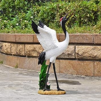 Large Animal Garden Statue Outdoor Sculpture Gift Outdoor Statues Outdoor Garden Fiberglass Sculpture Garden Simulation Crane Statue Pool Decorations Garden Landscape Animal Figurines39*44*88cm