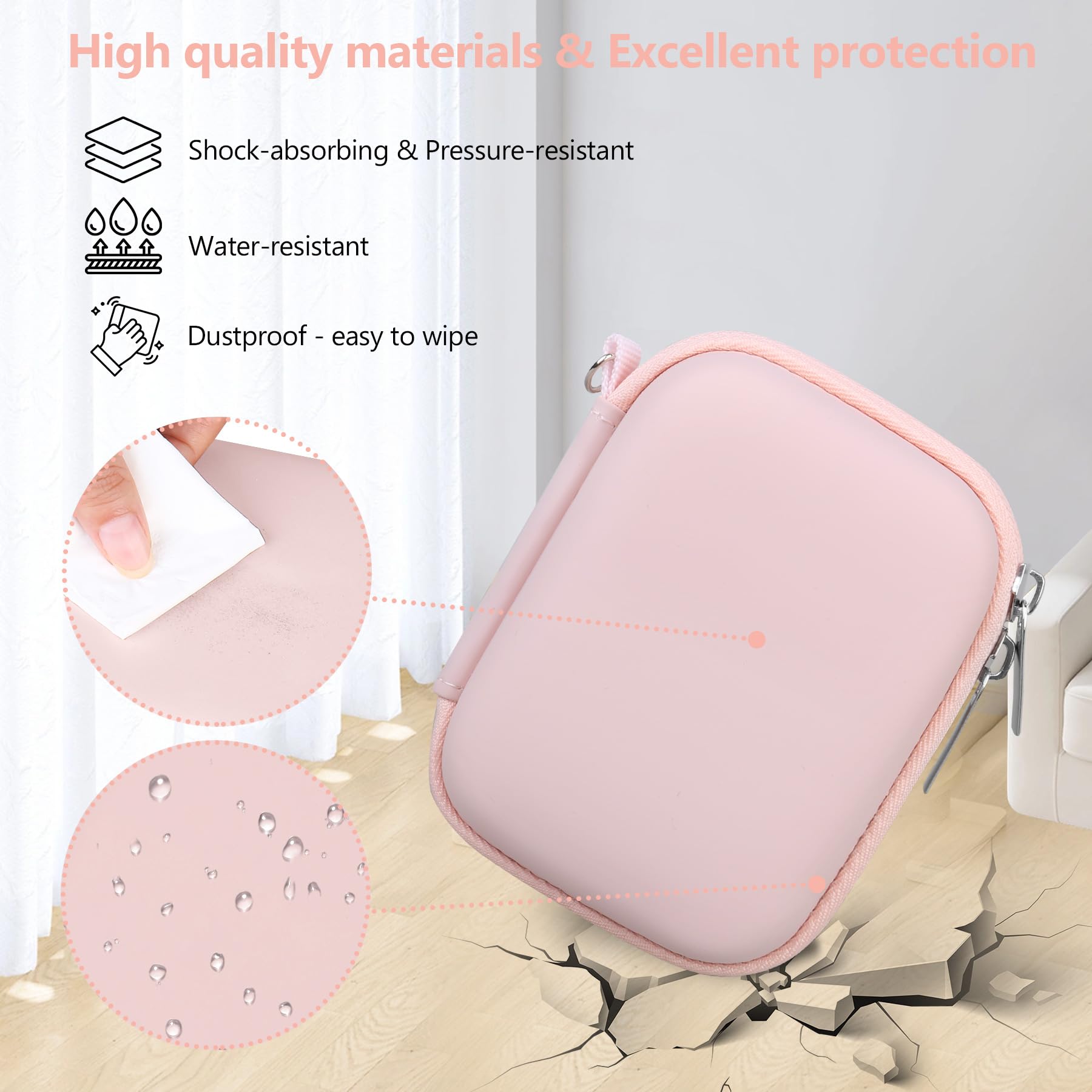 Cassa da trasporto per IXNAIQY/per VAHOIALD Macchina Fotografica Digitale Fotocamera 1080P, Supporto per fotocamera digitale compatta Borsa da viaggio con tasca in rete per batteria, Rosa