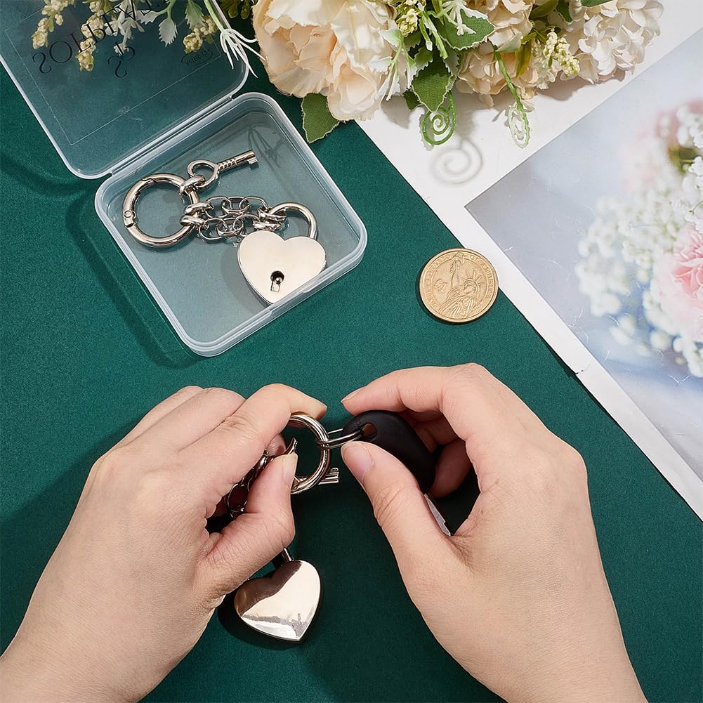 1 Box 2Pcs Heart Padlock Bag Charm Padlock Keychain image 3