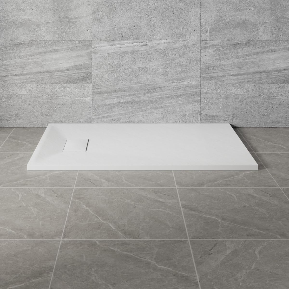 NRG 1200x700mm White SMC Rectangle Shower Tray Slip-Resistance Bathroom Shower Enclosure Base Tray