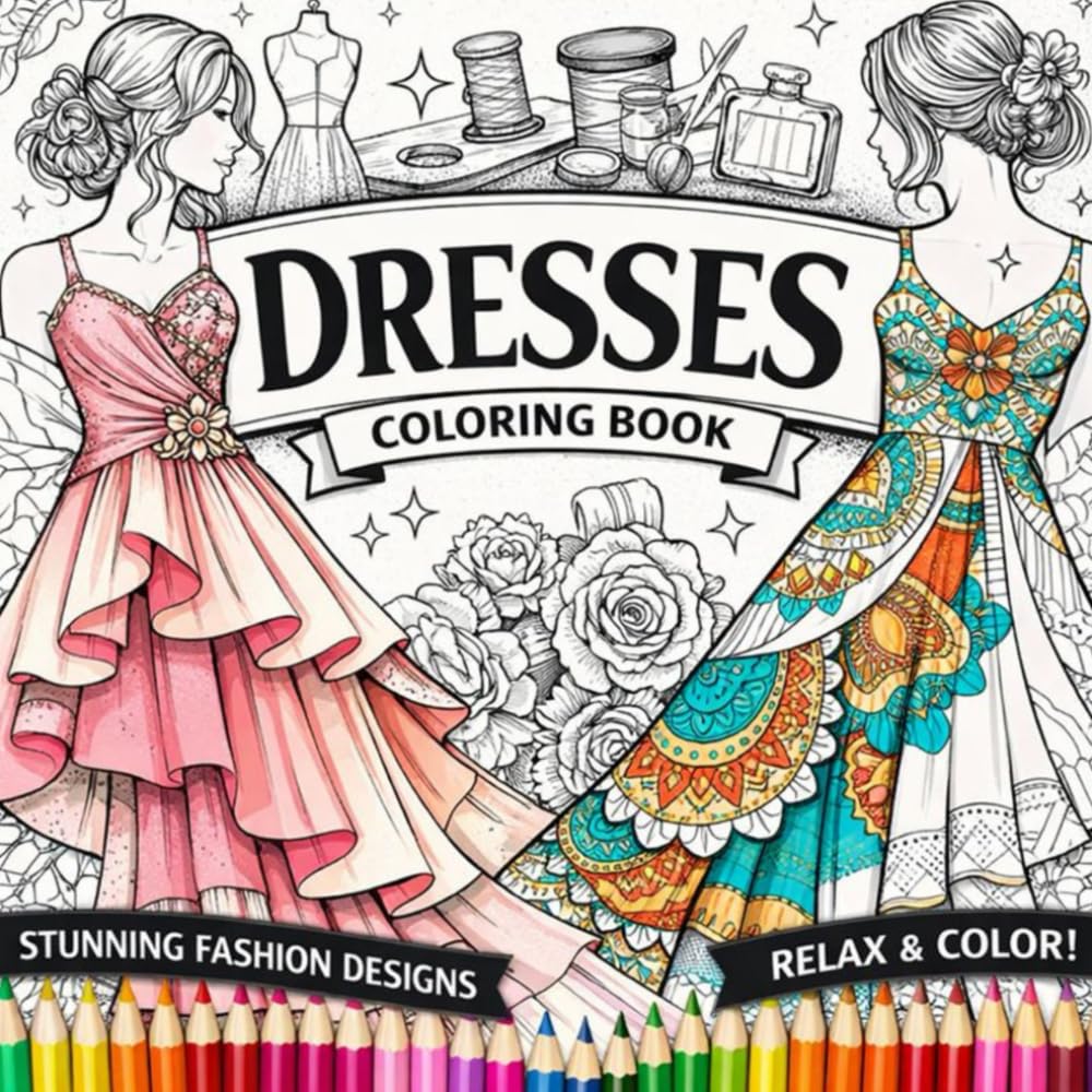 Dresses Coloring Book Stunning Fashion Designs Relax & Color: Hours of Fun Coloring for Adult and Teens