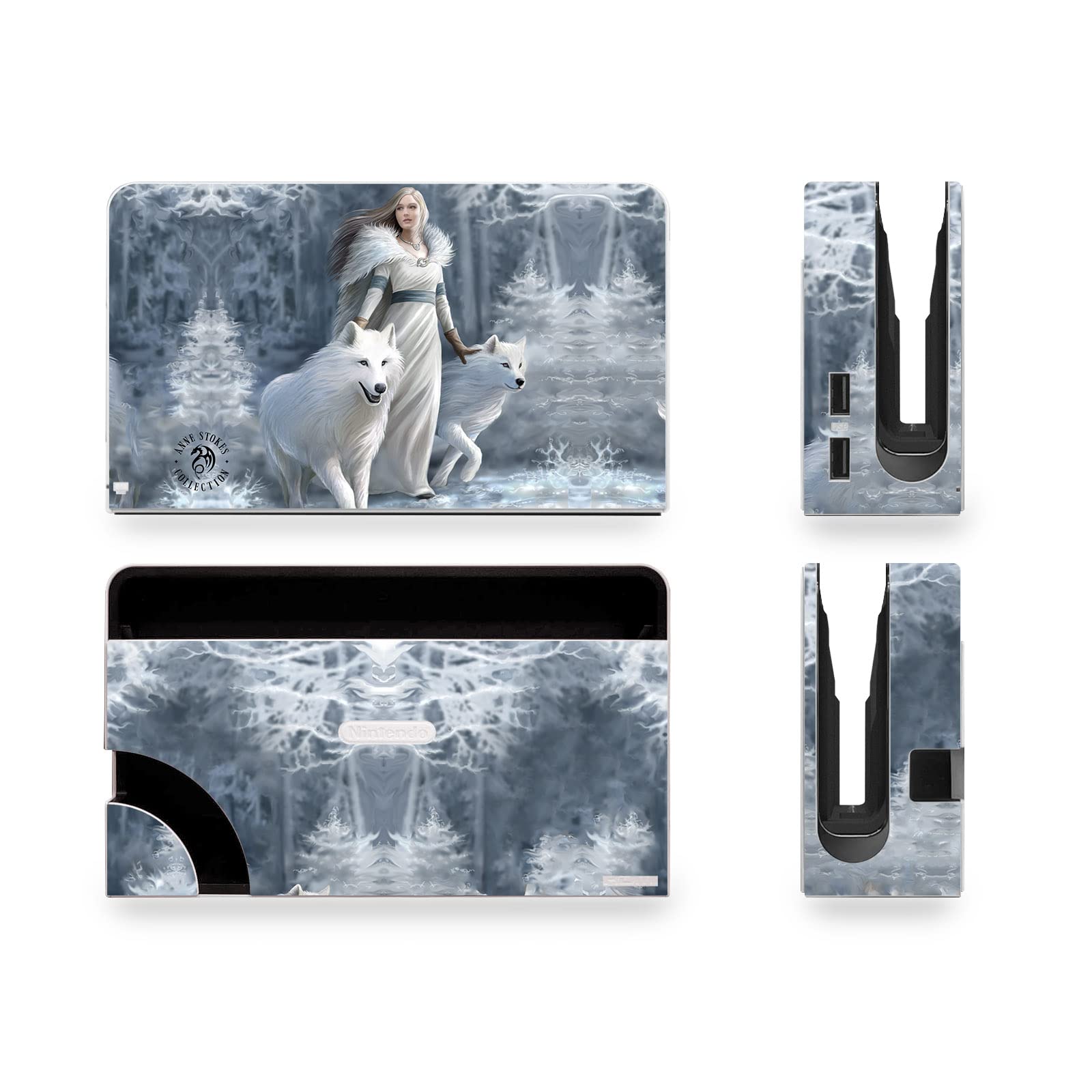 Head Case Designs sous Licence Officielle Anne Stokes Gardiens d'hiver Mix Art Vinyle Autocollant De Jeu Peau Autocollant Couverture Compatible avec Nintendo Switch OLED Bundle