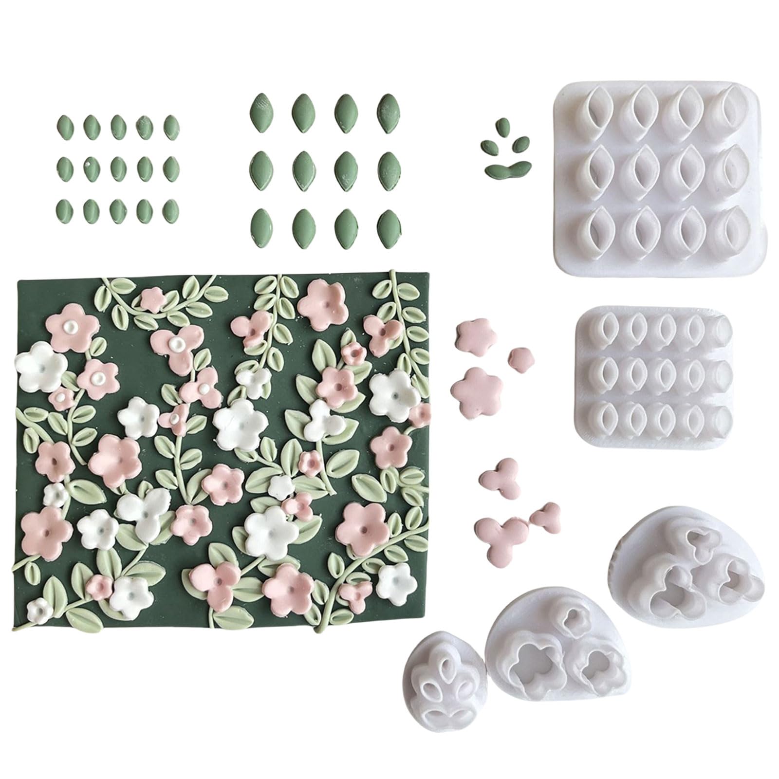 Msioytog 5Pcs Flower Clay Cutter Clay Molds Pottery Tool for Jewelry Making, Flower Cutter for Earrings Making Molds