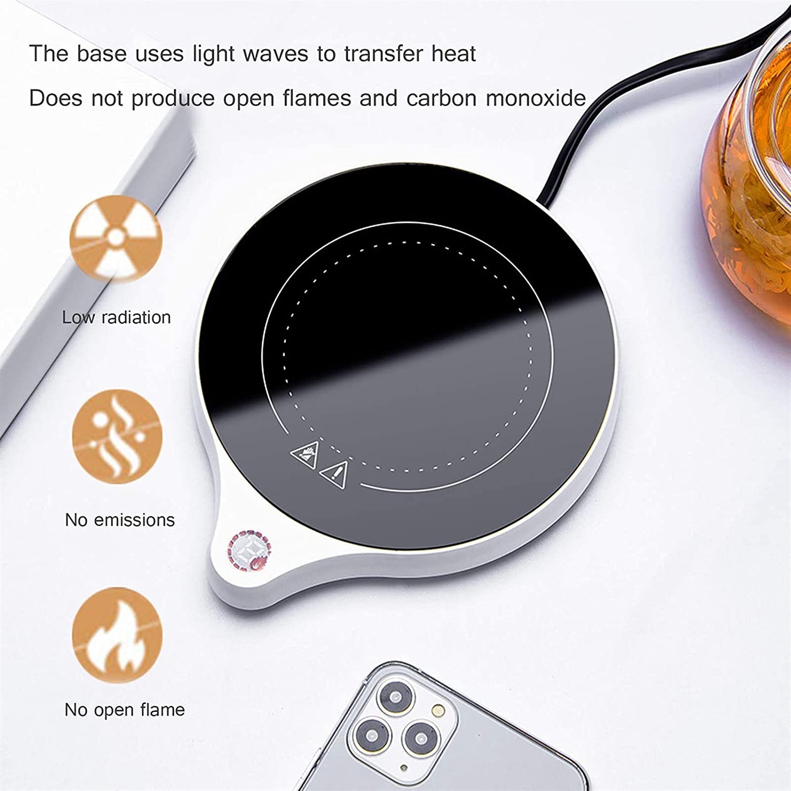 Calentador de Tazas de café Calentador de Tazas Calentador de café con Apagado automático para Mantener la Temperatura de Forma Segura Uso para la Oficina/hogar para Calentar té de café