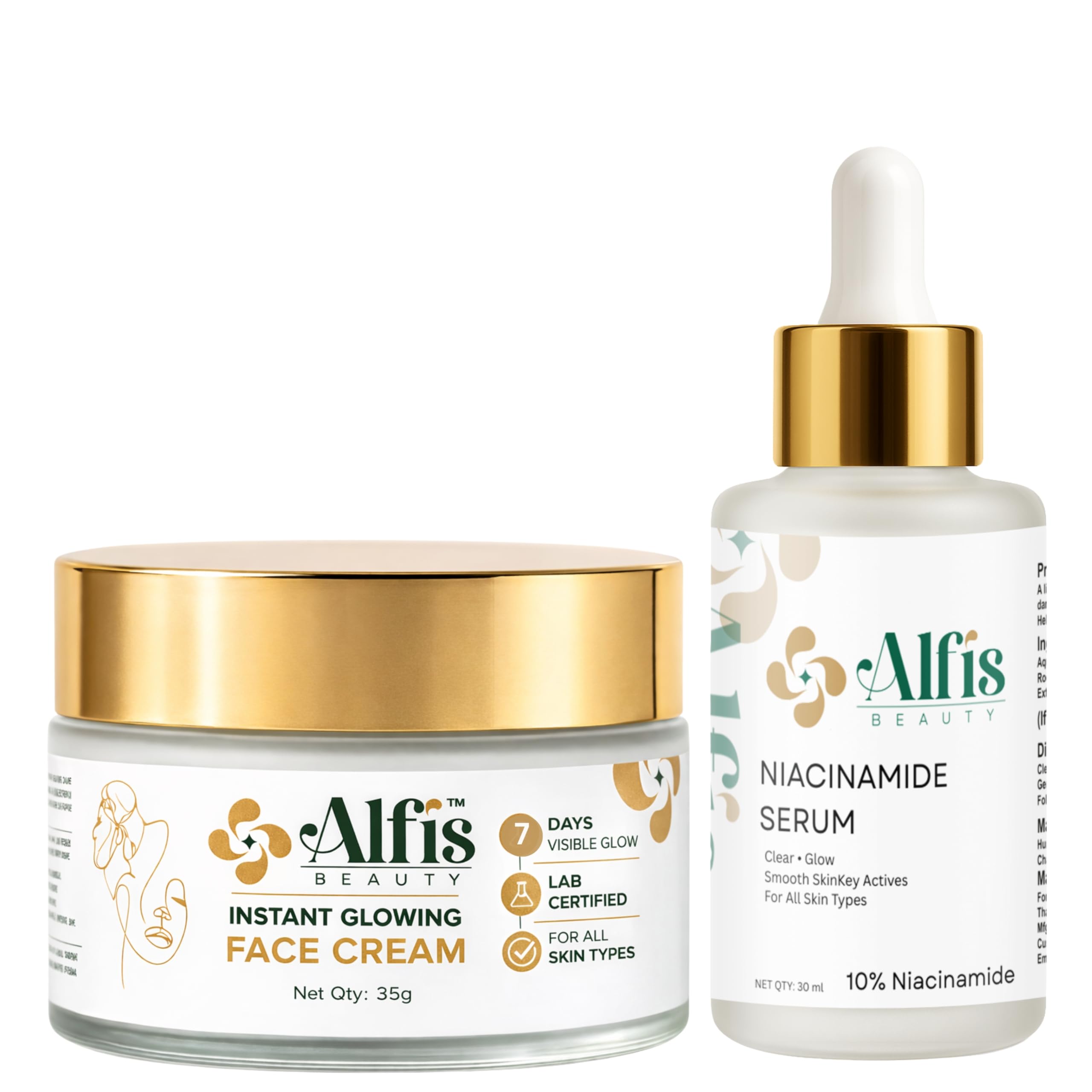 Skin Glow Combo – 10% Niacinamide Serum 30ml & Instant Glow Face Cream 35g | Brightening, Acne Control & Hydration For All Skin Types-image-4