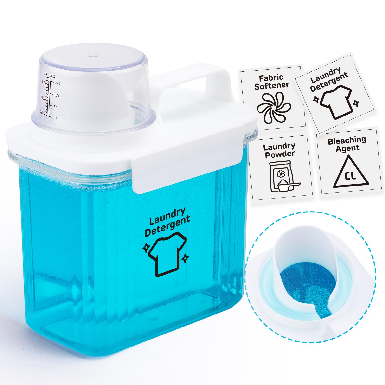 Laundry Detergent Dispenser-1 Pack, 51 oz Detergent Dispenser with 4 Removable Labels, Laundry Soap Dispenser for Laundry Room Organization and