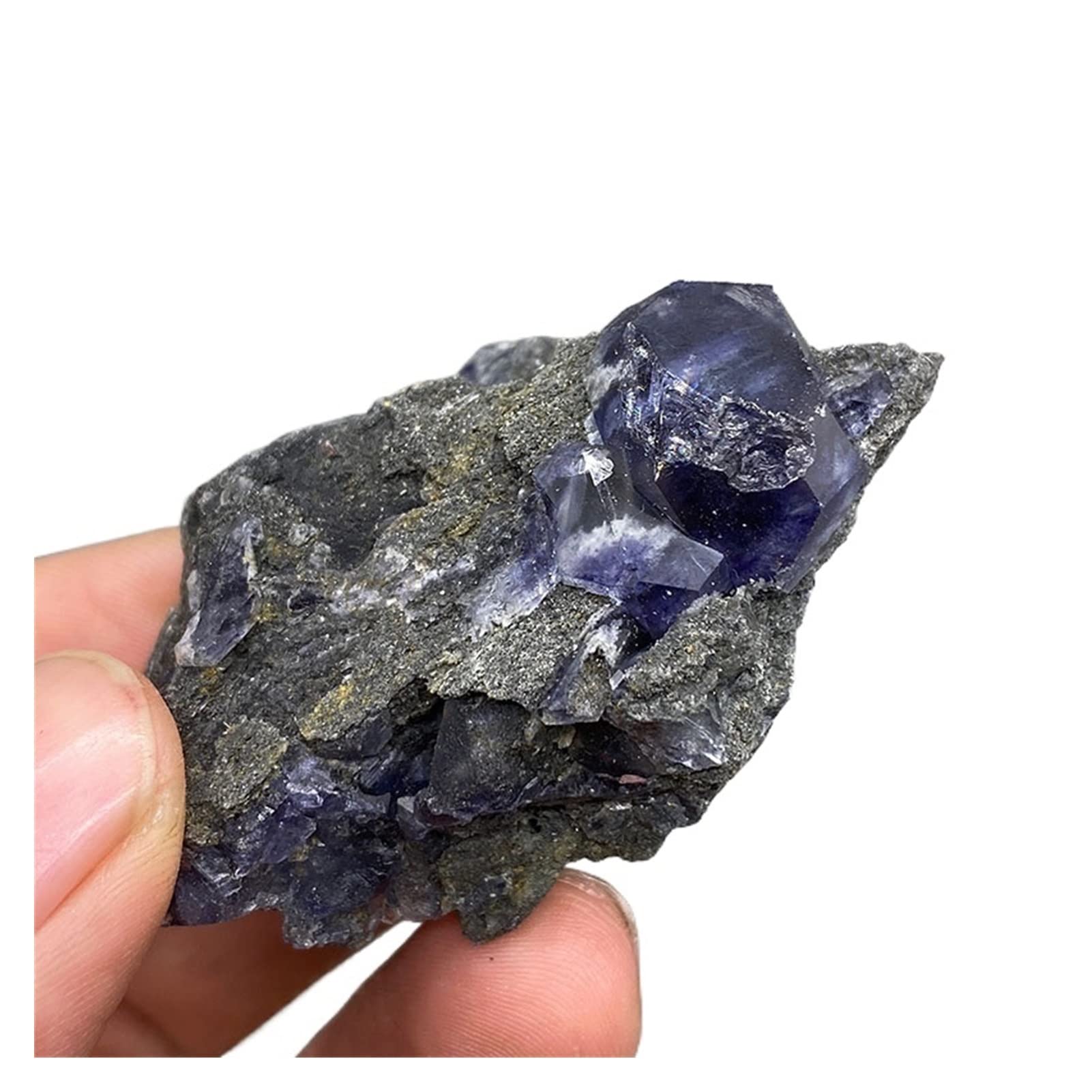 Cristallo Naturale Grezzo Tanzanite poliedrica Naturale Blu Viola Fluorite Esemplari di grappoli Pietre e Cristalli di Livello Gemma Raccolta domiciliare(Size:Taille Unique)