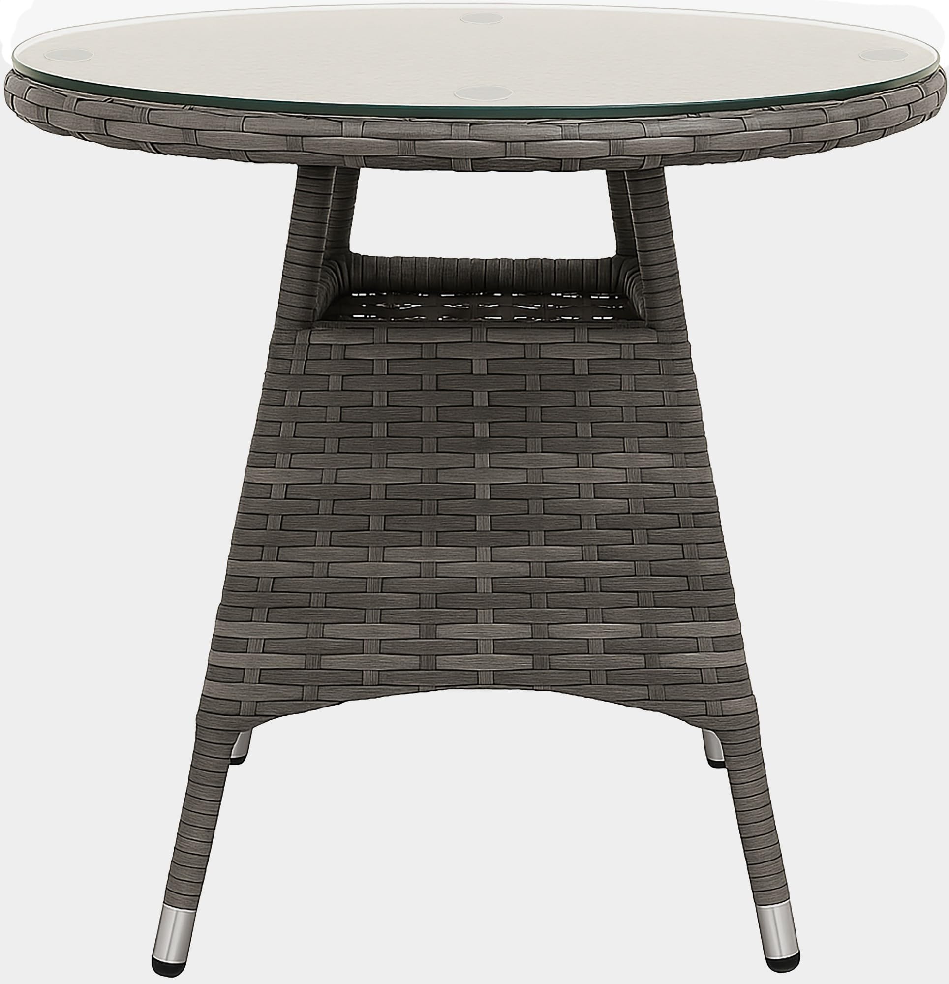 CLP Gartenmöbel-Set Fireda, 3-teilige Sitzgarnitur, aus PE-Rattan, mit Couchtisch, inkl. Sitzkissen & Tischplatte aus Sicherheitsglas, Farbe:grau-meliert