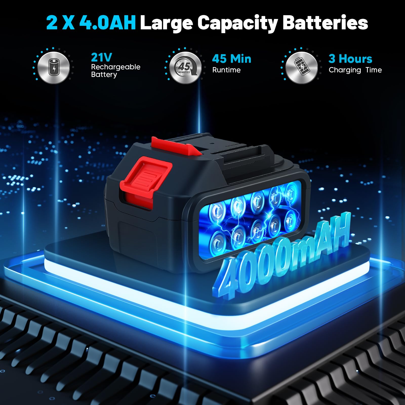 Avvitatore a impulsi 700N, con 2 batterie, 3 Velocità variabili, Arresto freno, LED Avvitatore a percussione, Avvitatore impulsi batteria, per riparazioni auto, Fai da te