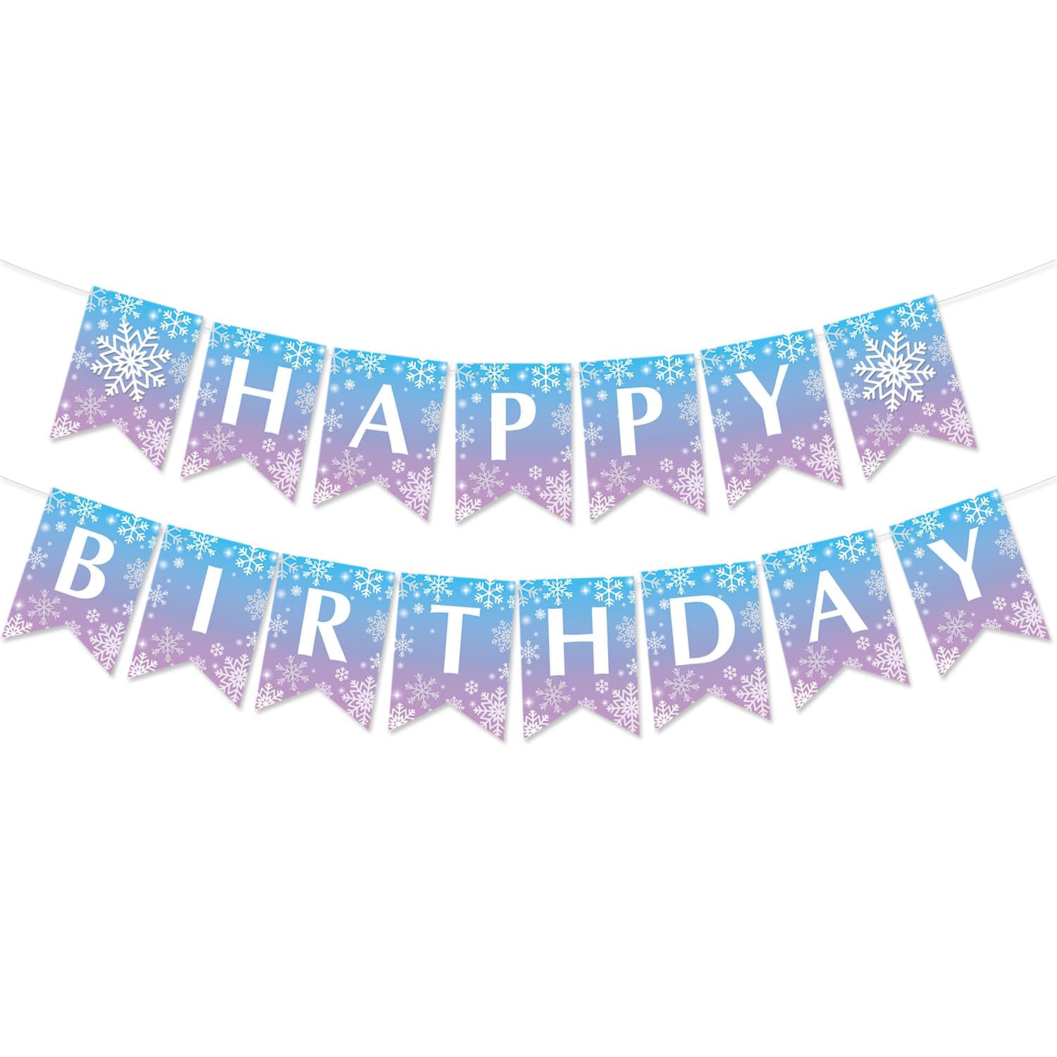 Elicola Snowflakes Birthday Banner Decorations, Frozen Theme Happy Birthday Decorations for Girls Women