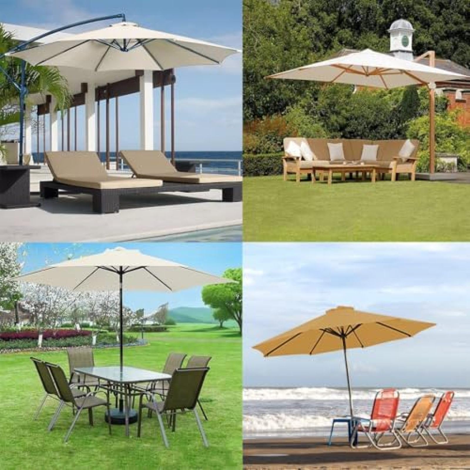 Copertura di ricambio per ombrellone a 8 bracci, protezione dai raggi UV, impermeabile e traspirante, perfetta per esterni patio e piscina, design durevole ed elegante
