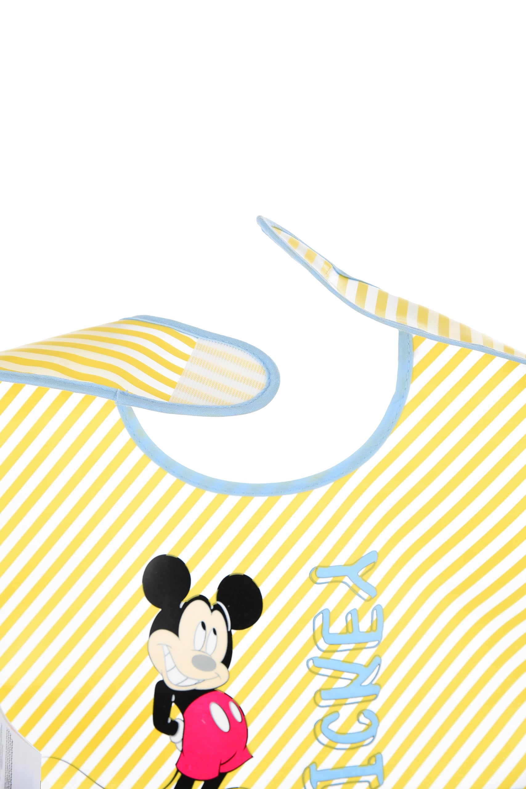 Disney Baby, Set 2 Bavaglini Topolino Mickey Mouse, Giallo e Azzurro, Decorati con Nuvole e Strisce